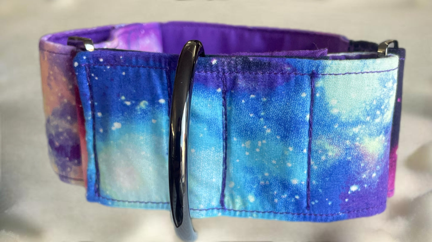 Celestial design Cotton covered greyhound Martingale collar 50mm width matching go bag