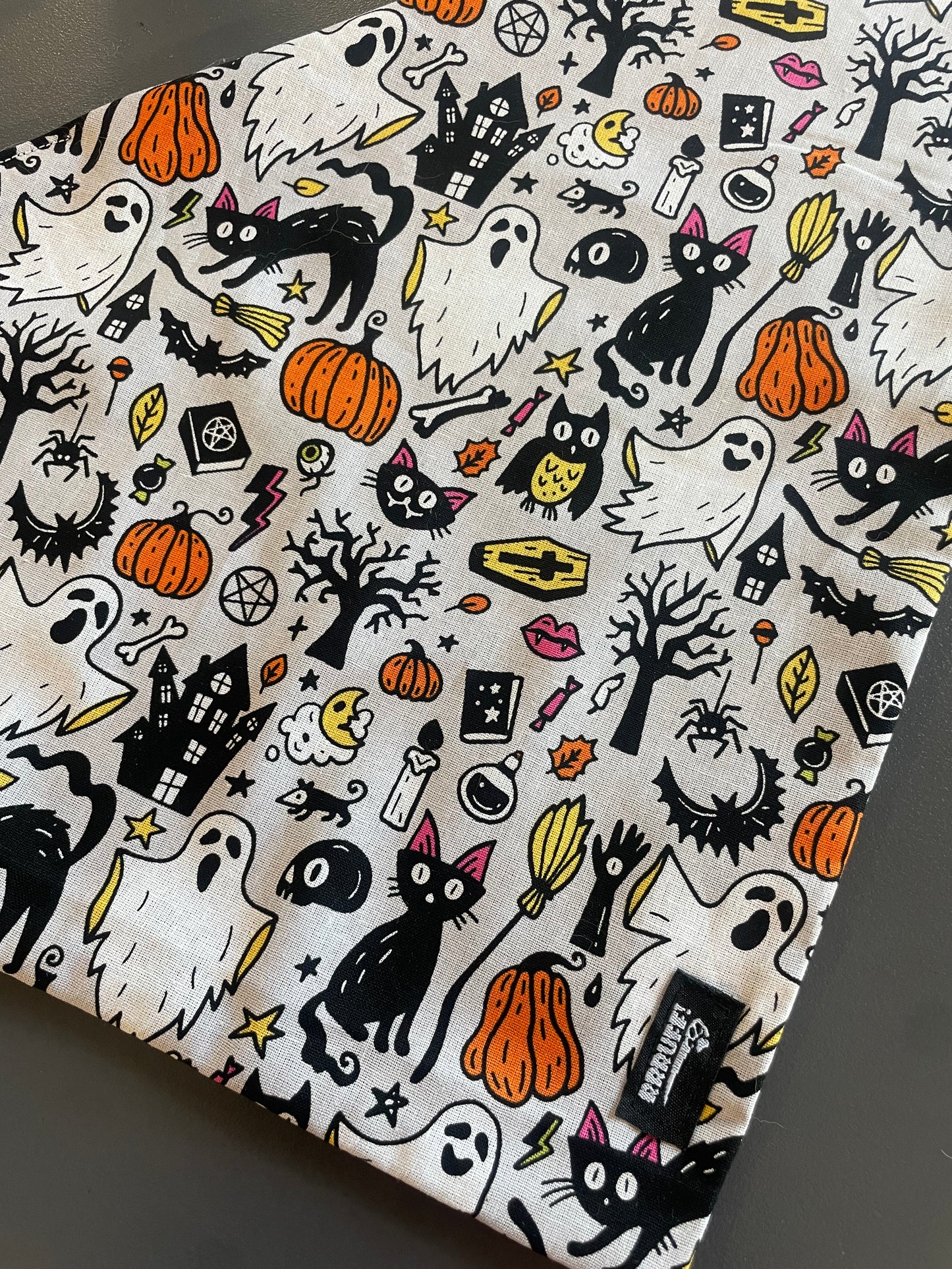 Halloween Bandana for the large dog greyhound staffy labradoodle reversible, cotton