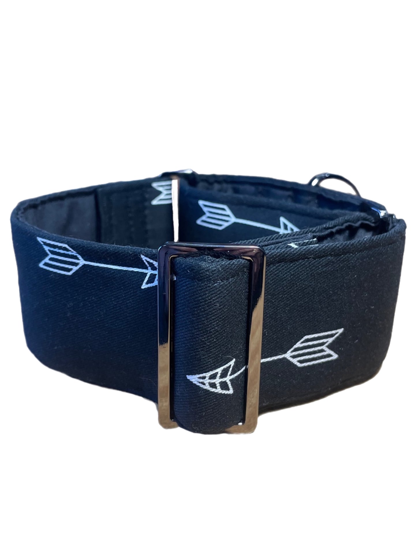 Black with arrows cotton covered greyhound Martingale collar 50mm width
