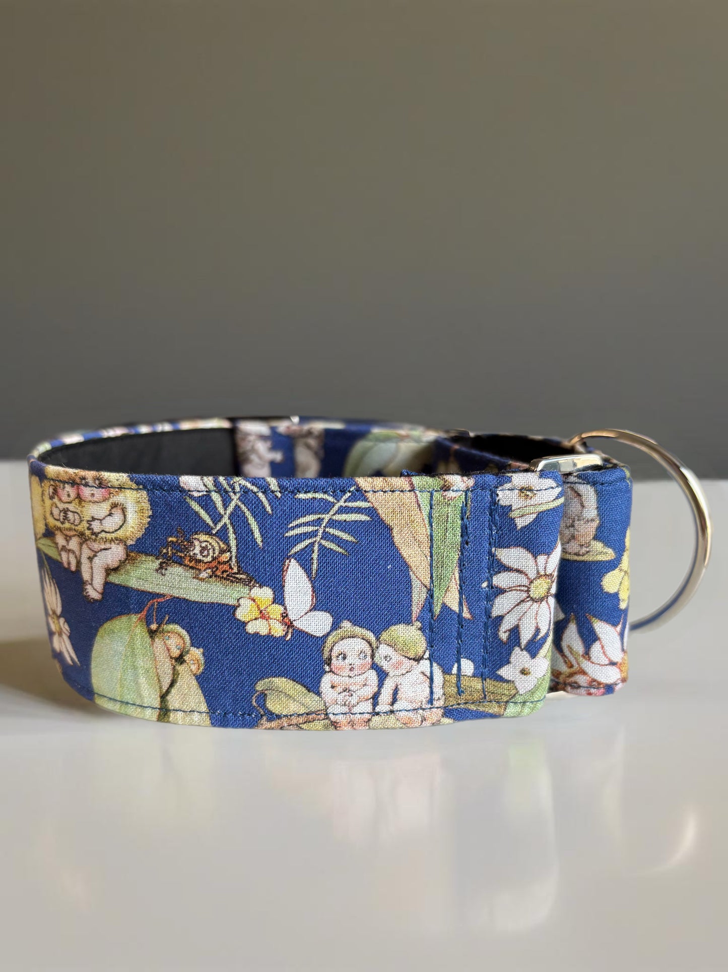 Bush babies May Gibbs designer gumnut Australiana Cotton covered greyhound Martingale collar 50mm width super soft