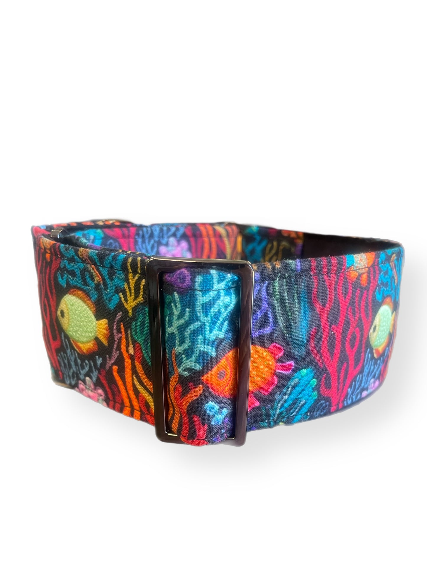 Tropical fish life Greyhound Martingale collar colorful coral cotton covered width super soft