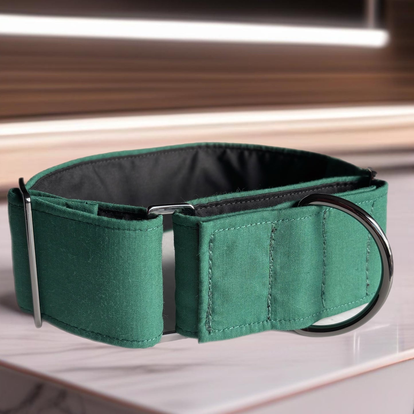 Simply green greyhound Martingale collar cotton covered 38 & 50mm width