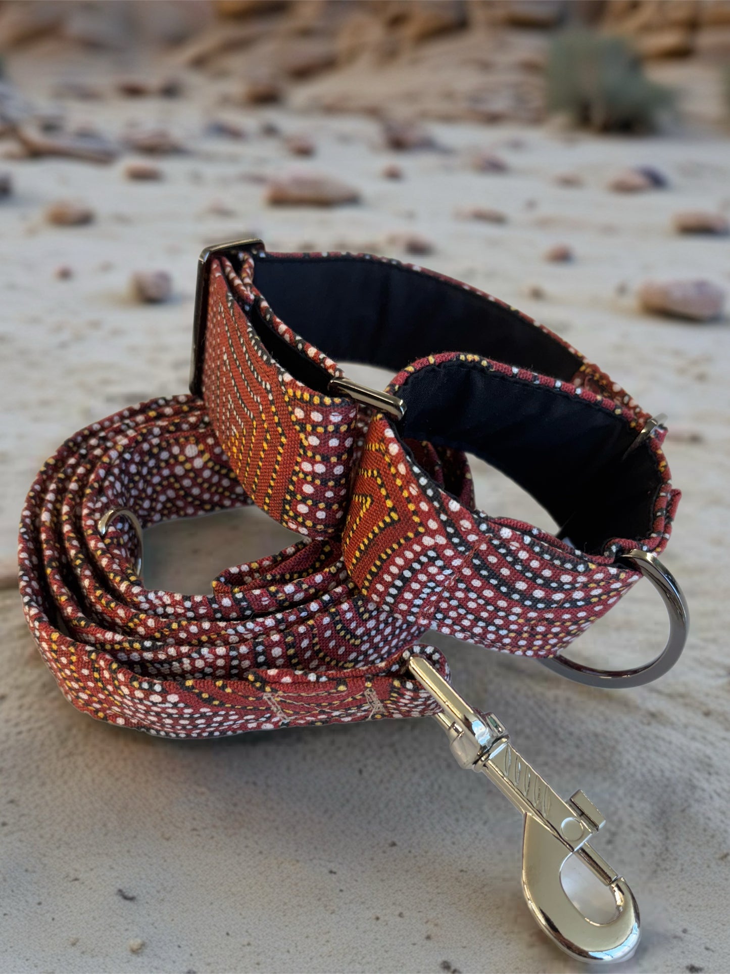 Indigenous design print Martingale collar 50 & 38mm width