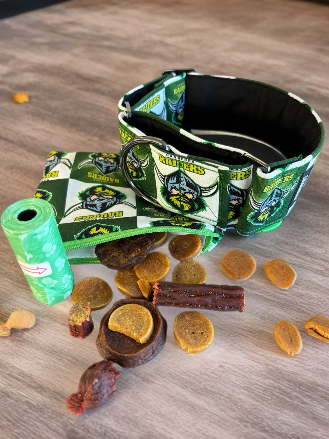 When one legend meets another! Raiders collar for the exceptional hound. Only a few made. Each piece is hand crafted