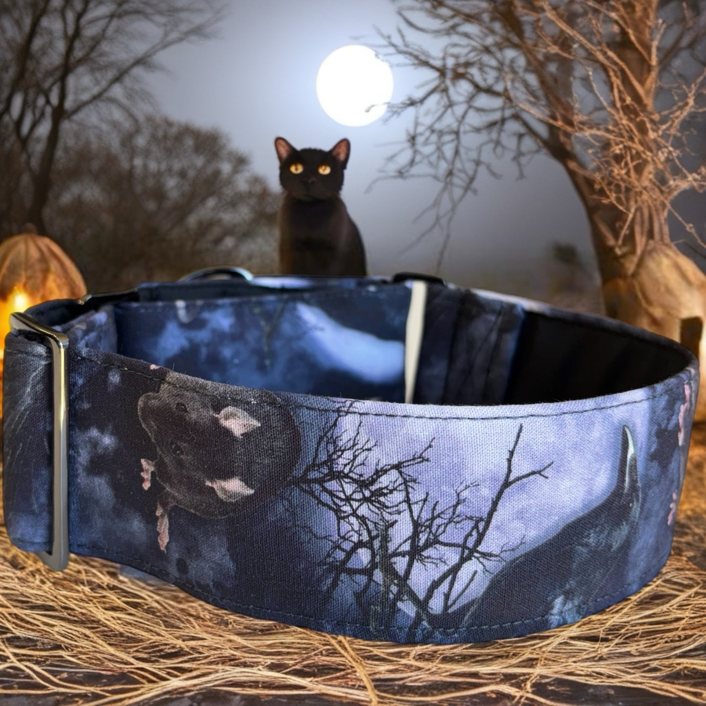 Midnight Mischief Halloween Rats& Ravens martingale collar