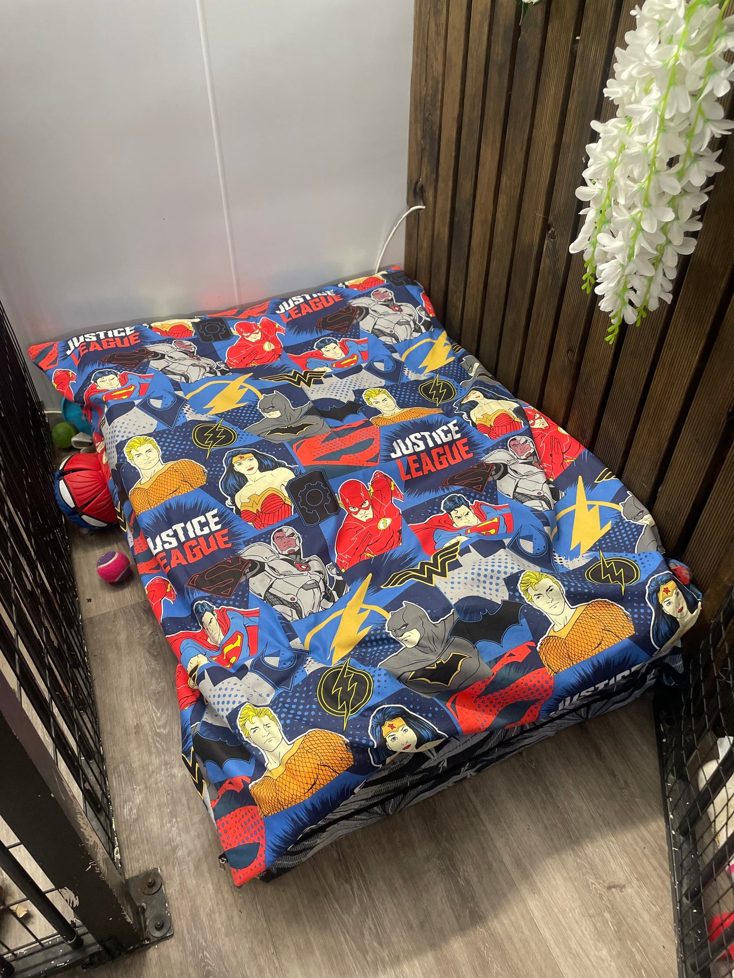 Cotton fabric ‘Justice League’ print  DIY Dog Bed cover only dogbed