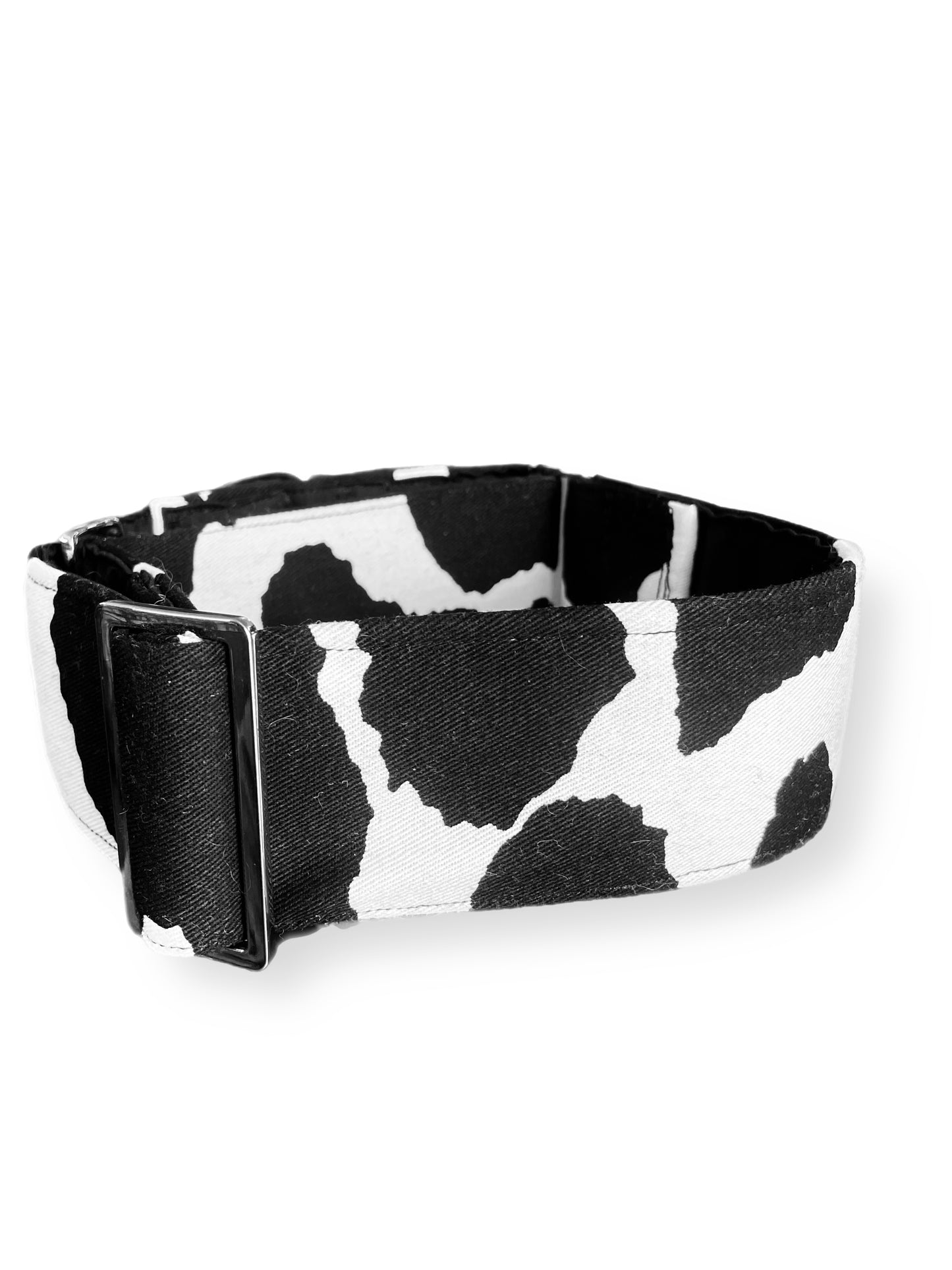 Cow print greyhound martingale collar cotton covered wide soft