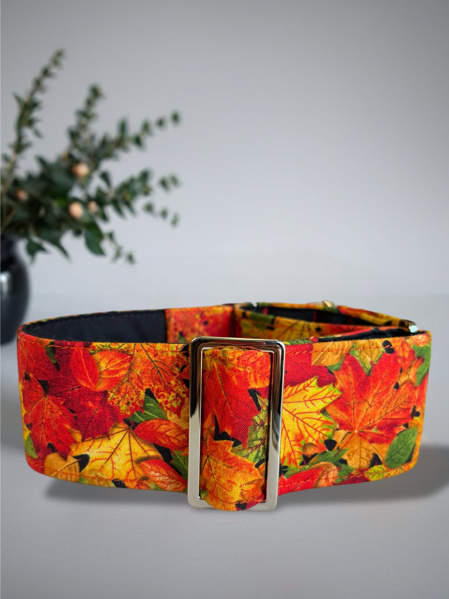Simply gorgeous autumn leaves vibrant Greyhound Martingale collar cotton covered super soft