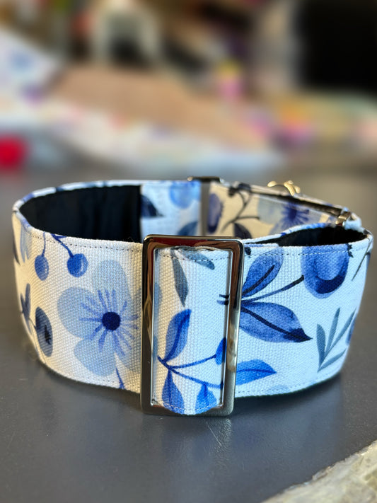 Blue blossom Greyhound Martingale collar cotton covered super soft
