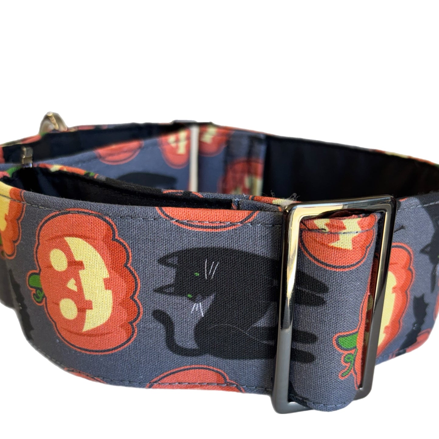 Halloween pumpkin & black cats martingale collar