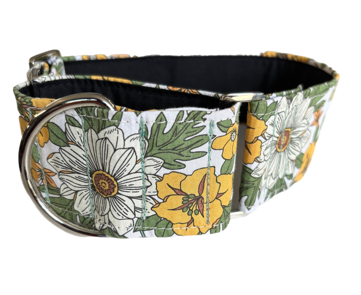 Golden Bloom design Martingale collar greyhound and whippet collar cotton super soft fabric