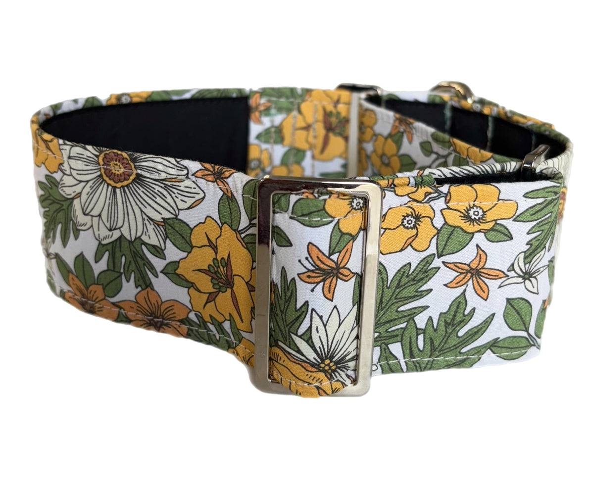 Golden Bloom design Martingale collar greyhound and whippet collar cotton super soft fabric