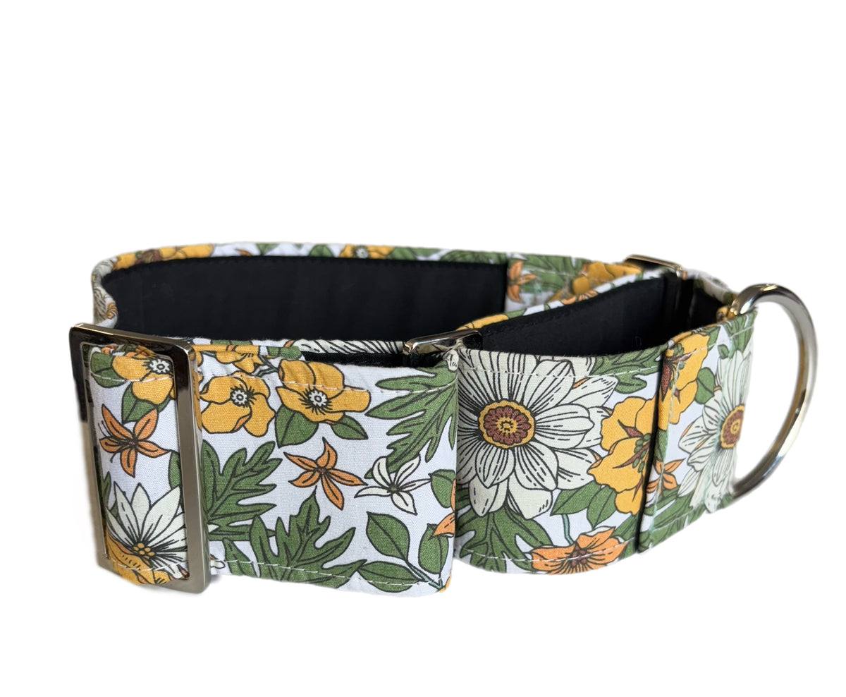 Golden Bloom design Martingale collar greyhound and whippet collar cotton super soft fabric