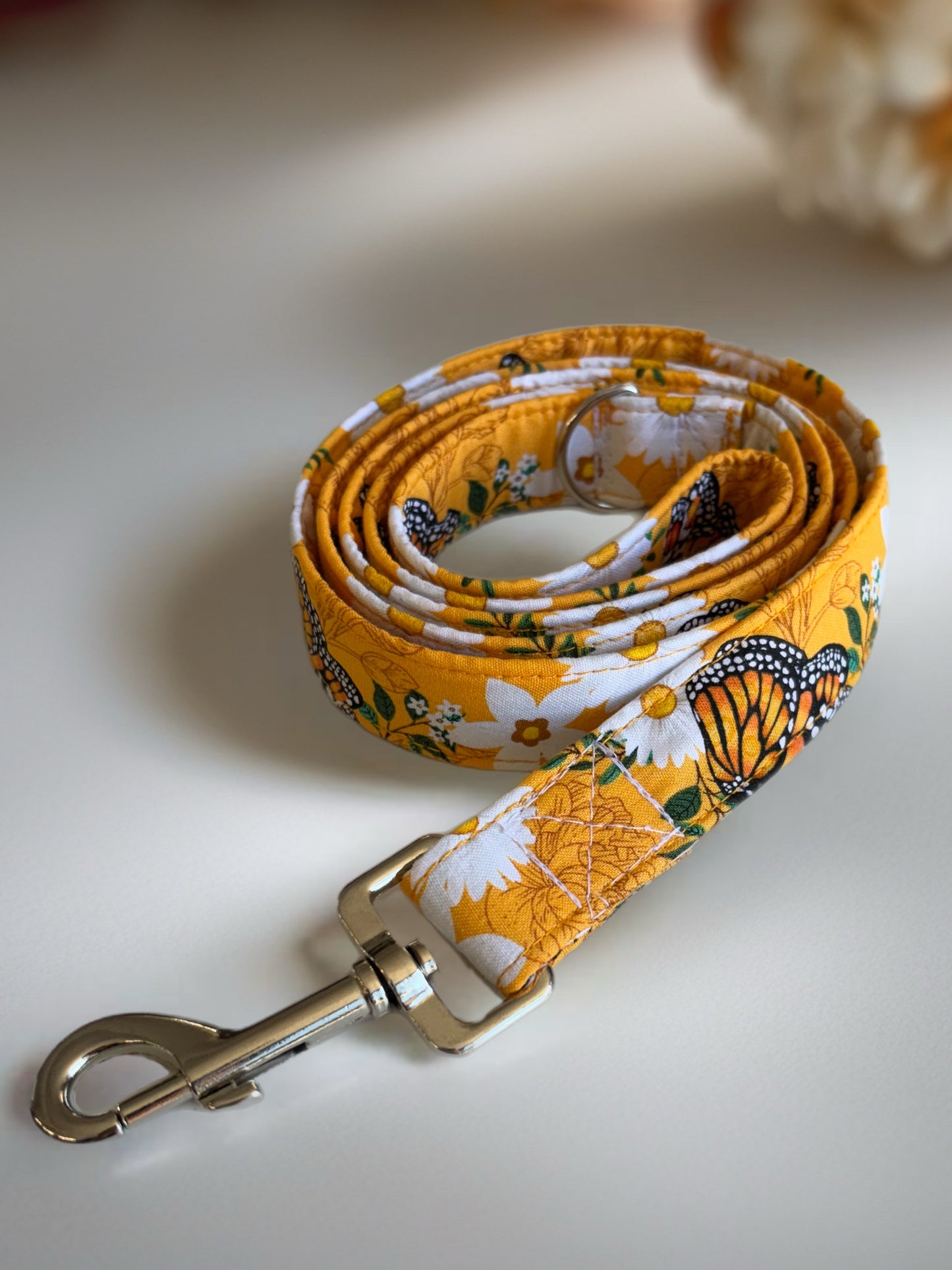 Summer gold butterflies cotton covered greyhound Martingale collar