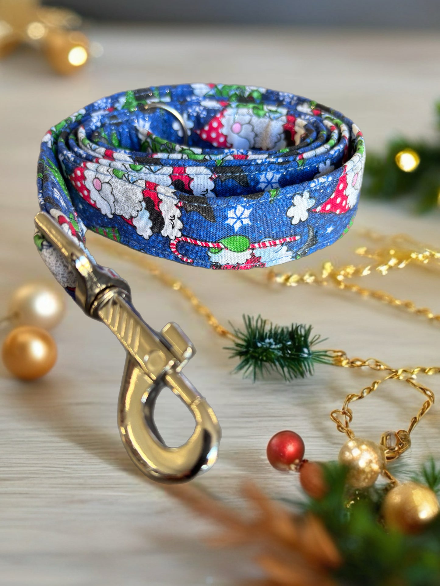 Silver sparkles blue Santa fun greyhound Martingale collar comfortable super soft