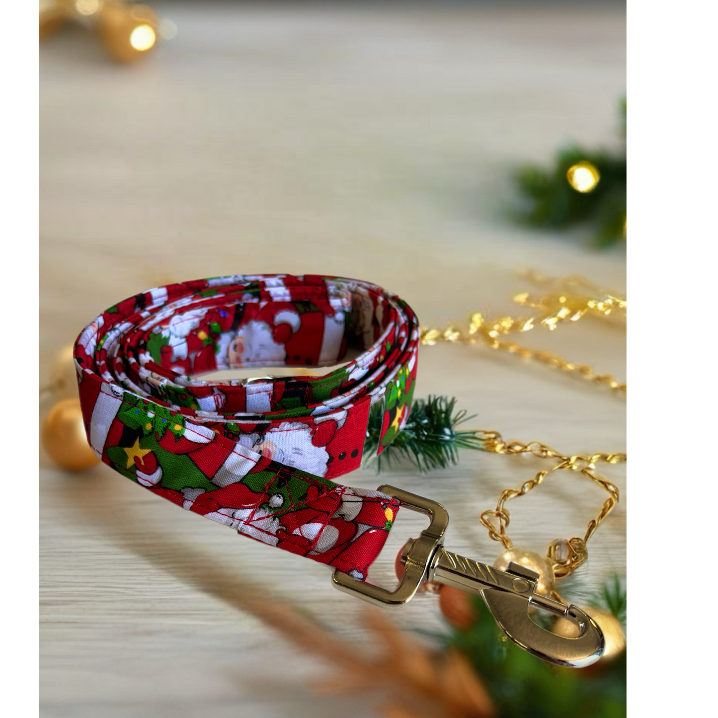 Christmas with Santa Greyhound Martingale collar cotton covered 50mm width. On sale