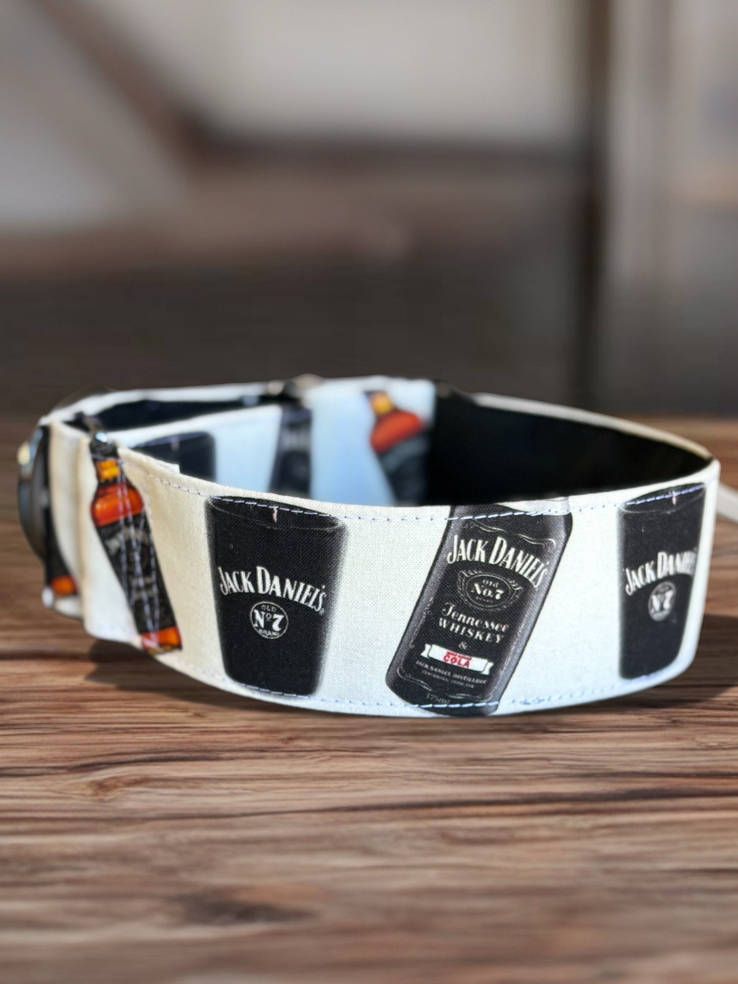 Jack Daniels inspired greyhound martingale collar cotton covered super soft