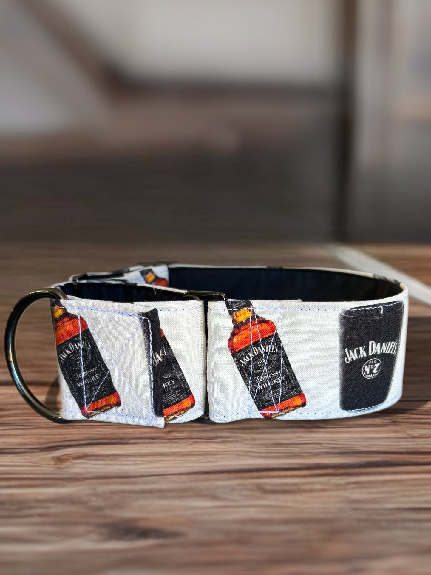 Jack Daniels inspired greyhound martingale collar cotton covered super soft