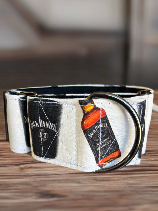 Jack Daniels inspired greyhound martingale collar cotton covered super soft