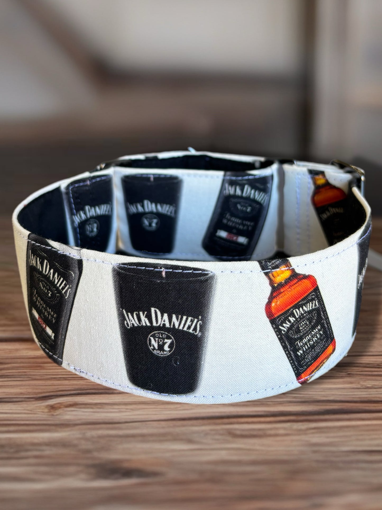 Jack Daniels inspired greyhound martingale collar cotton covered super soft