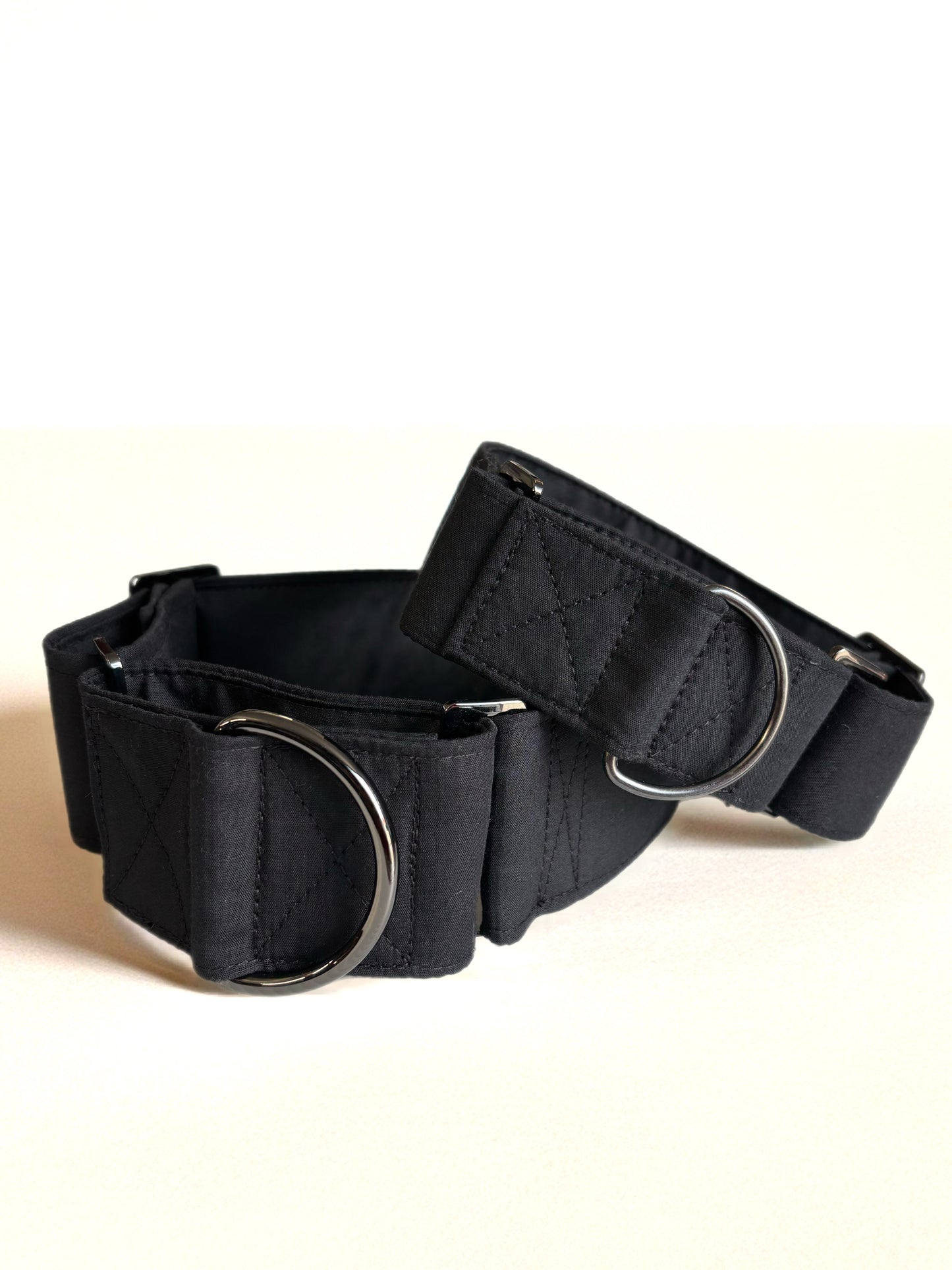 Black onyx Cotton covered greyhound Martingale collar wide super soft