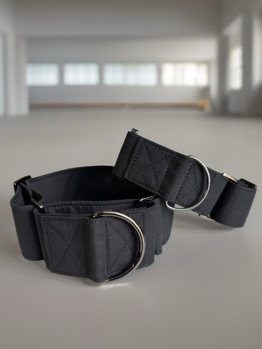 Black onyx Cotton covered greyhound Martingale collar wide super soft