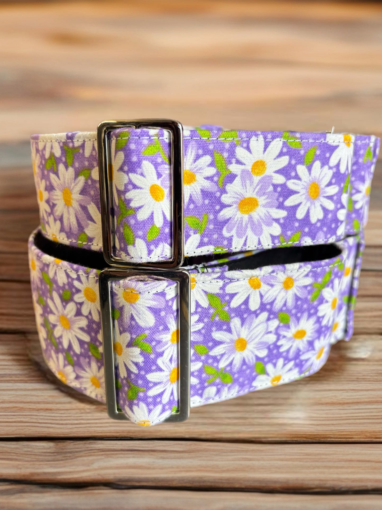 Soft purple daisies design Cotton covered greyhound Martingale collar wide super soft