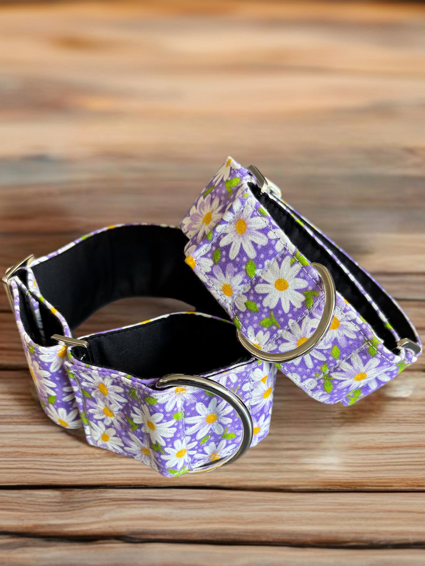 Soft purple daisies design Cotton covered greyhound Martingale collar wide super soft