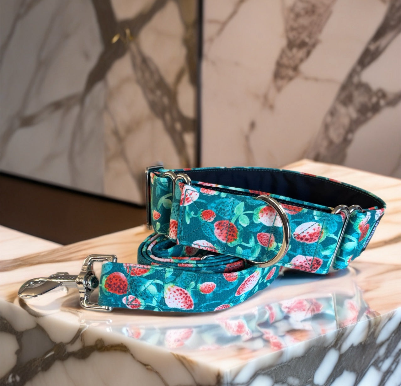Strawberry fields cotton greyhound Martingale collar