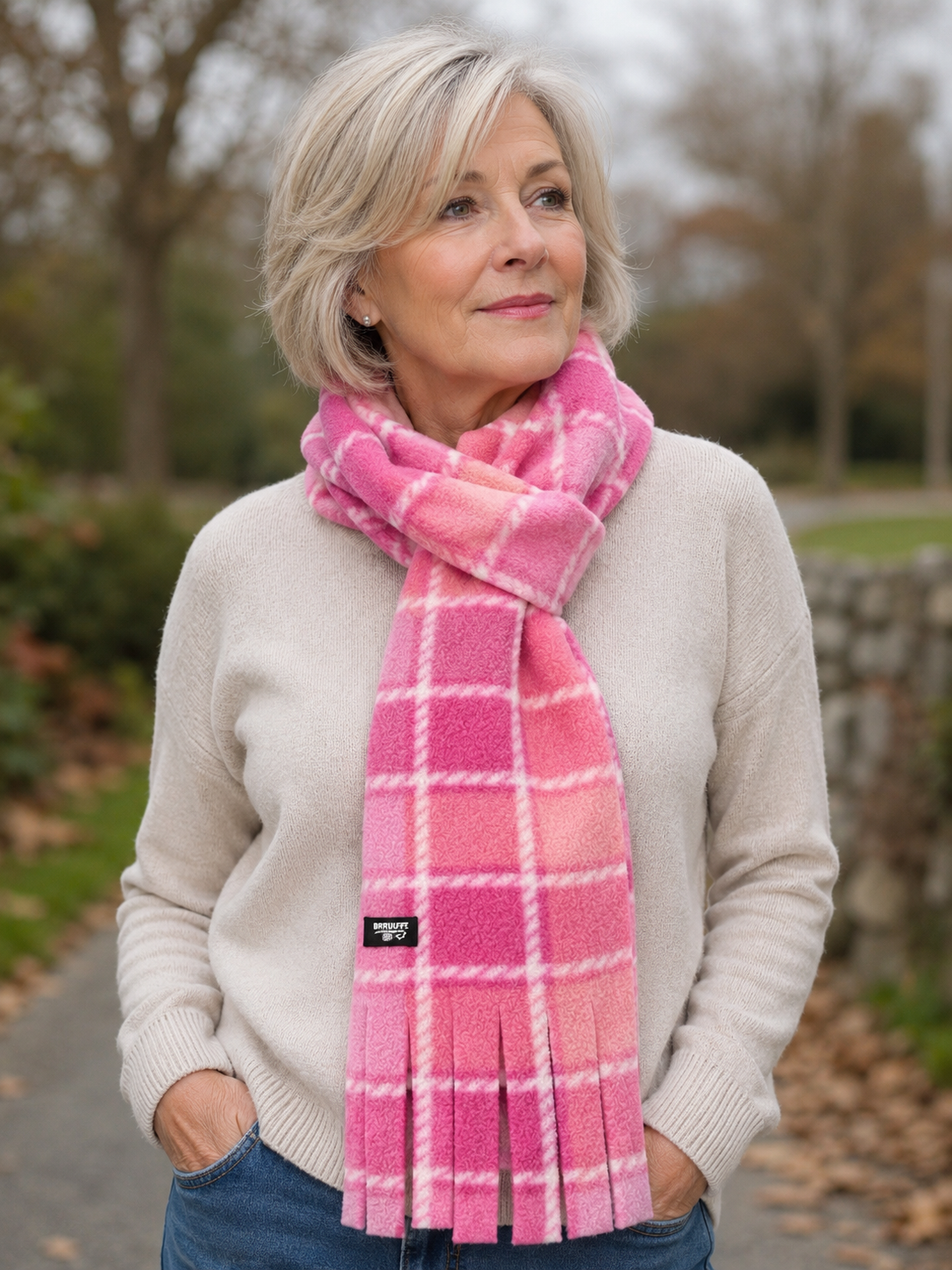 Fleecy scarf blush plaid, tradie lady or blue tartan matchy matchy lumberjack style