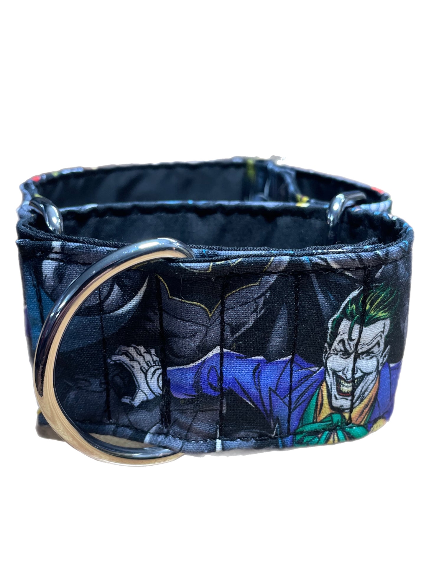 Cotton covered greyhound Martingale collar Batman, Robin, The Joker and Poison Ivy 50mm width