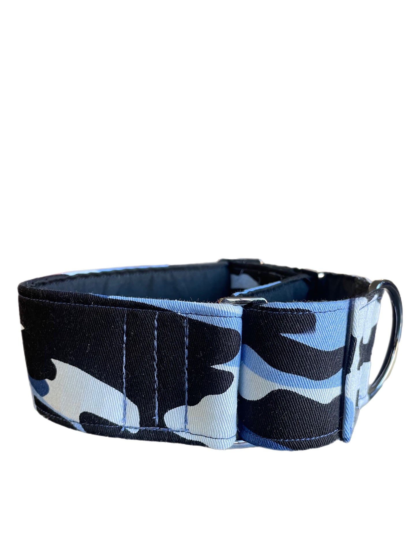 Martingale collar greyhound collar navy blue Cammo design cotton fabric