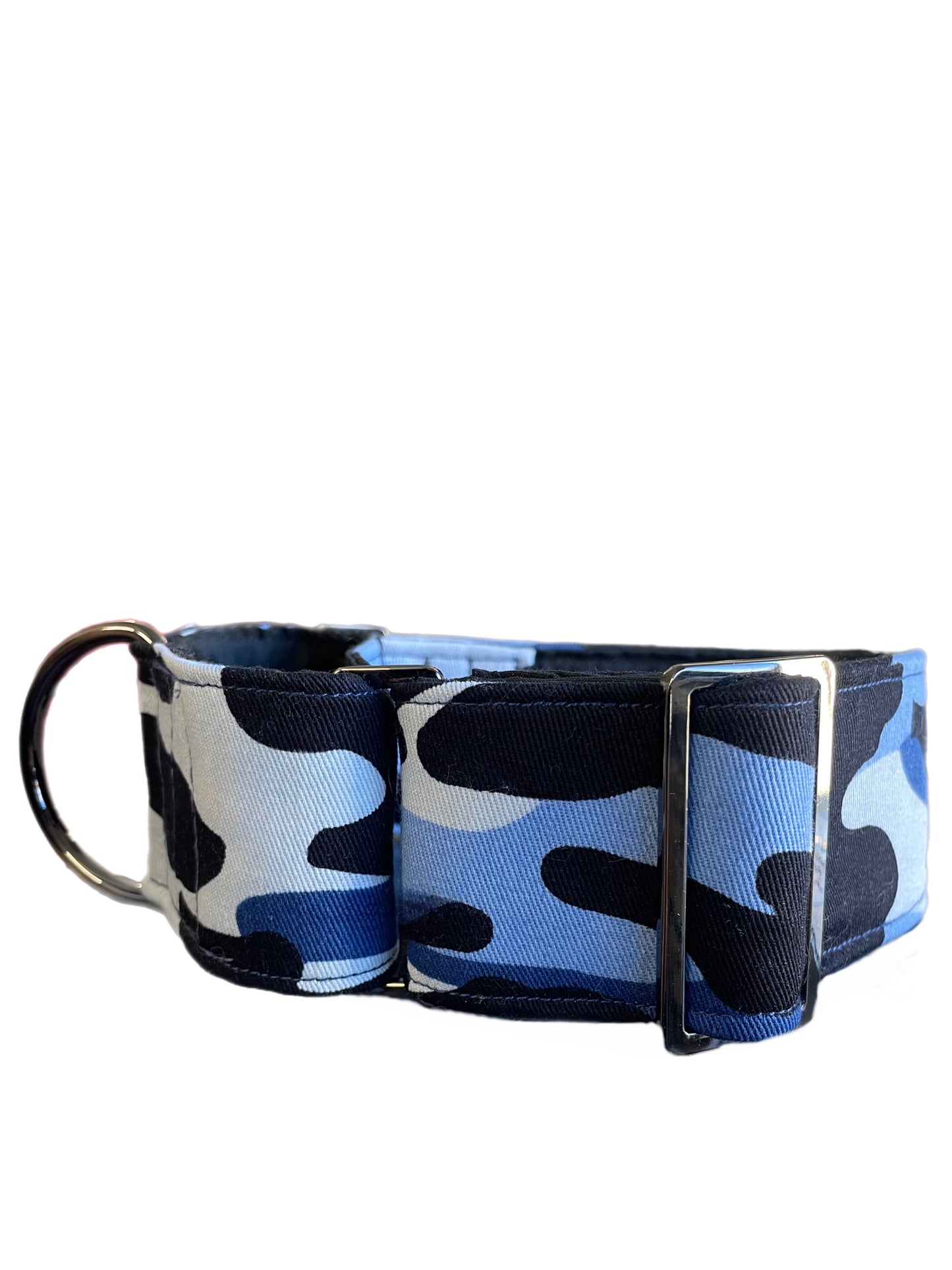 Martingale collar greyhound collar navy blue Cammo design cotton fabric