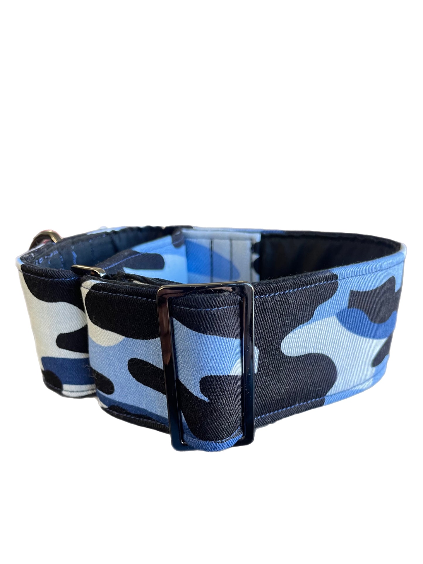 Martingale collar greyhound collar navy blue Cammo design cotton fabric