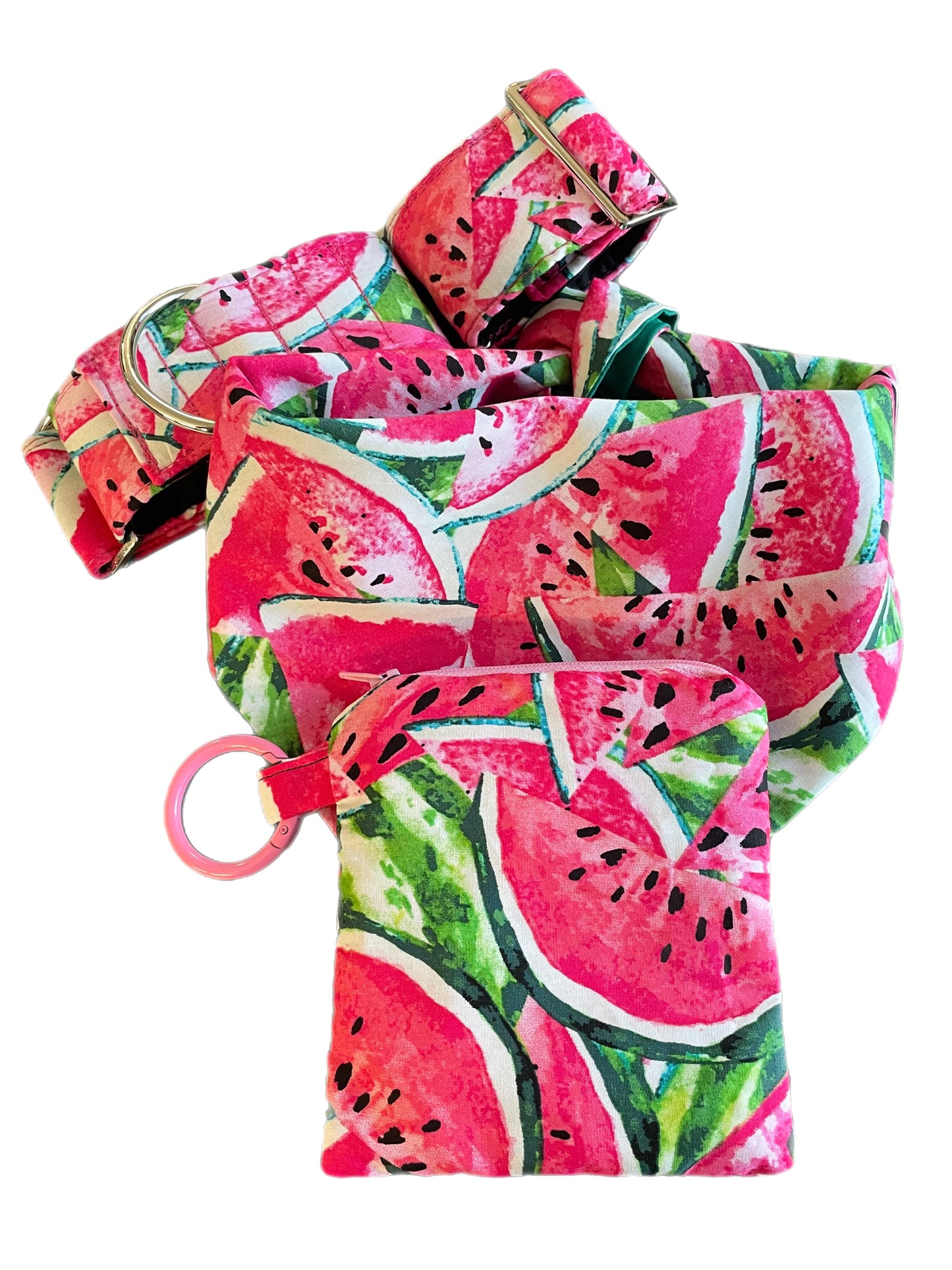 Wide Martingale greyhound collar sassy delicious watermelon cotton 50mm width super soft