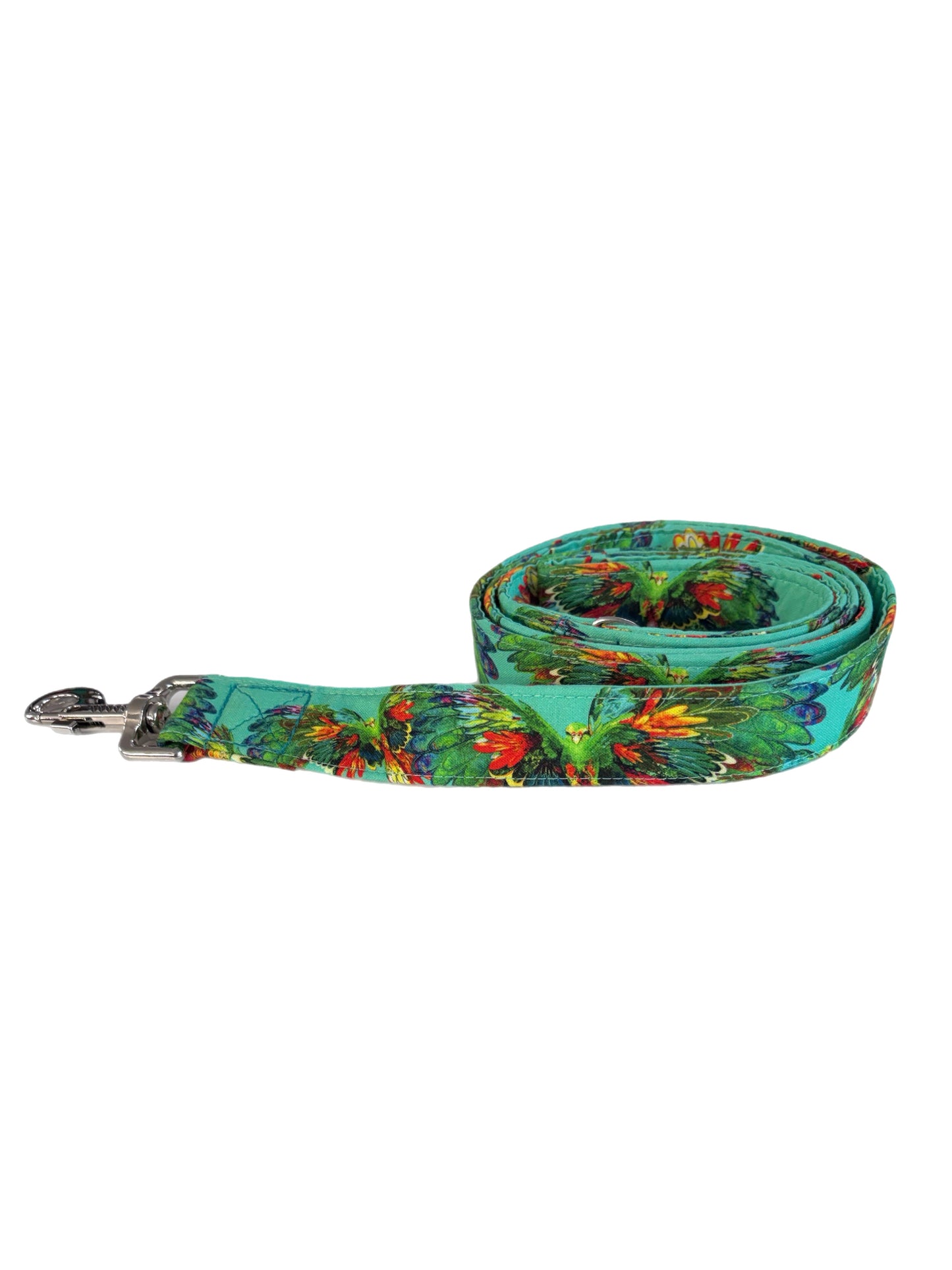 Stunning green macaw cotton covered greyhound Martingale collar 38mm or 50 mm wide super soft