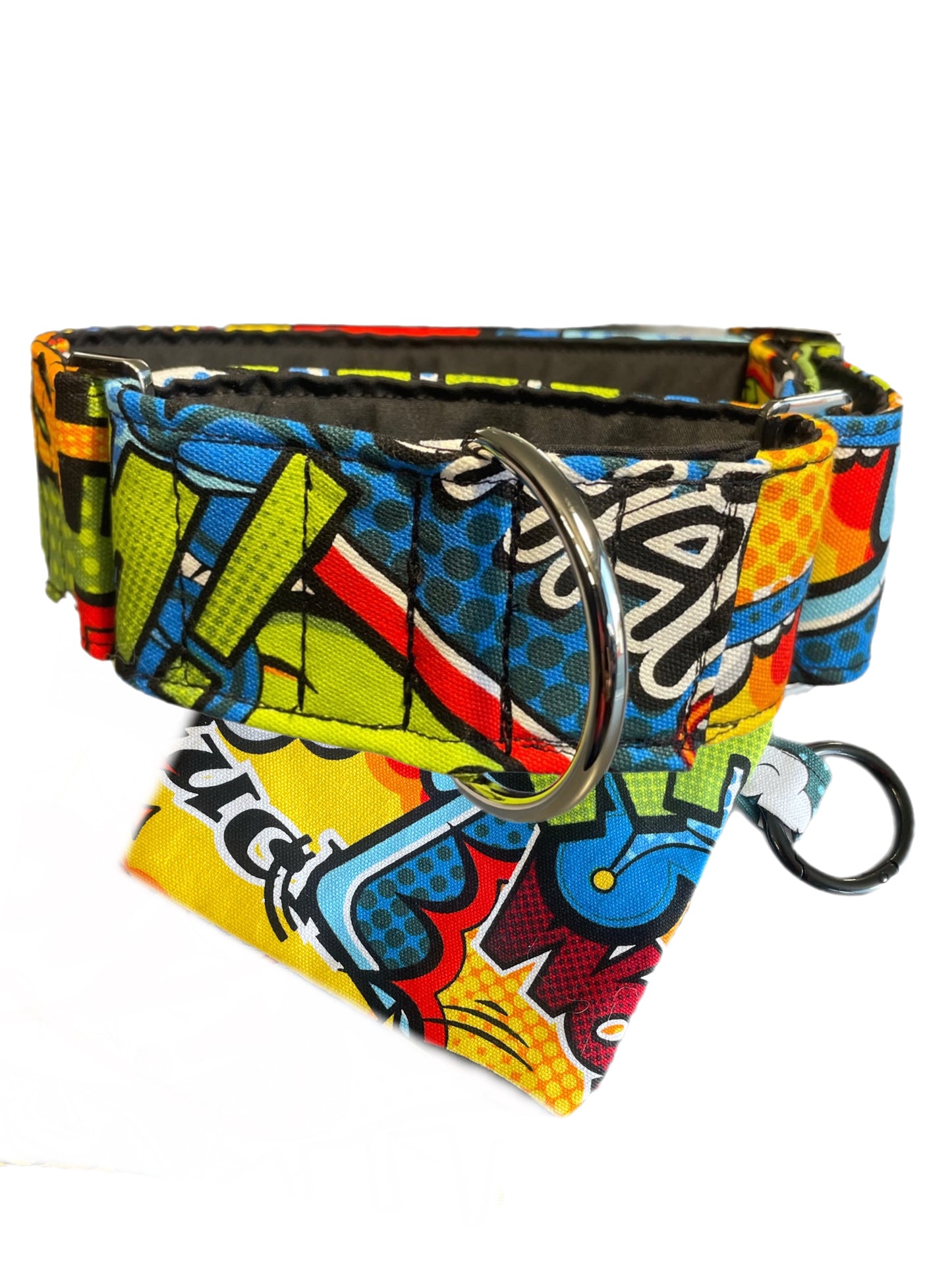 Super colourful and bright Kapow Martingale collar greyhound collar sturdy cotton fabric
