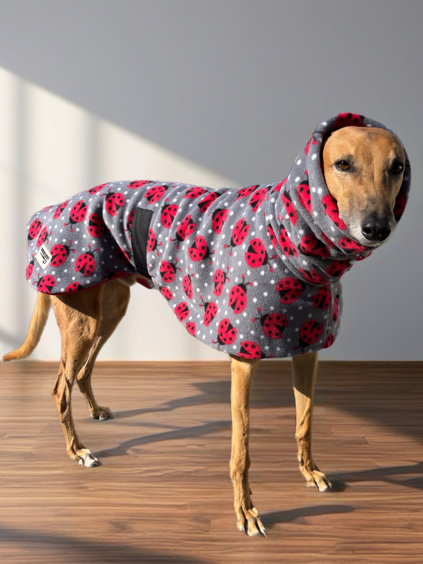 Ladybird Greyhound Deluxe coat rug, extra thick double polar fleece washable extra wide hoodie, limited edition