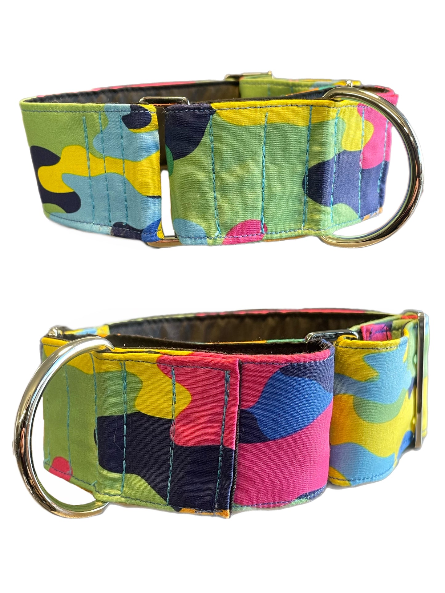 Colors in cammo greyhound Martingale collar cotton covered 50mm width super soft