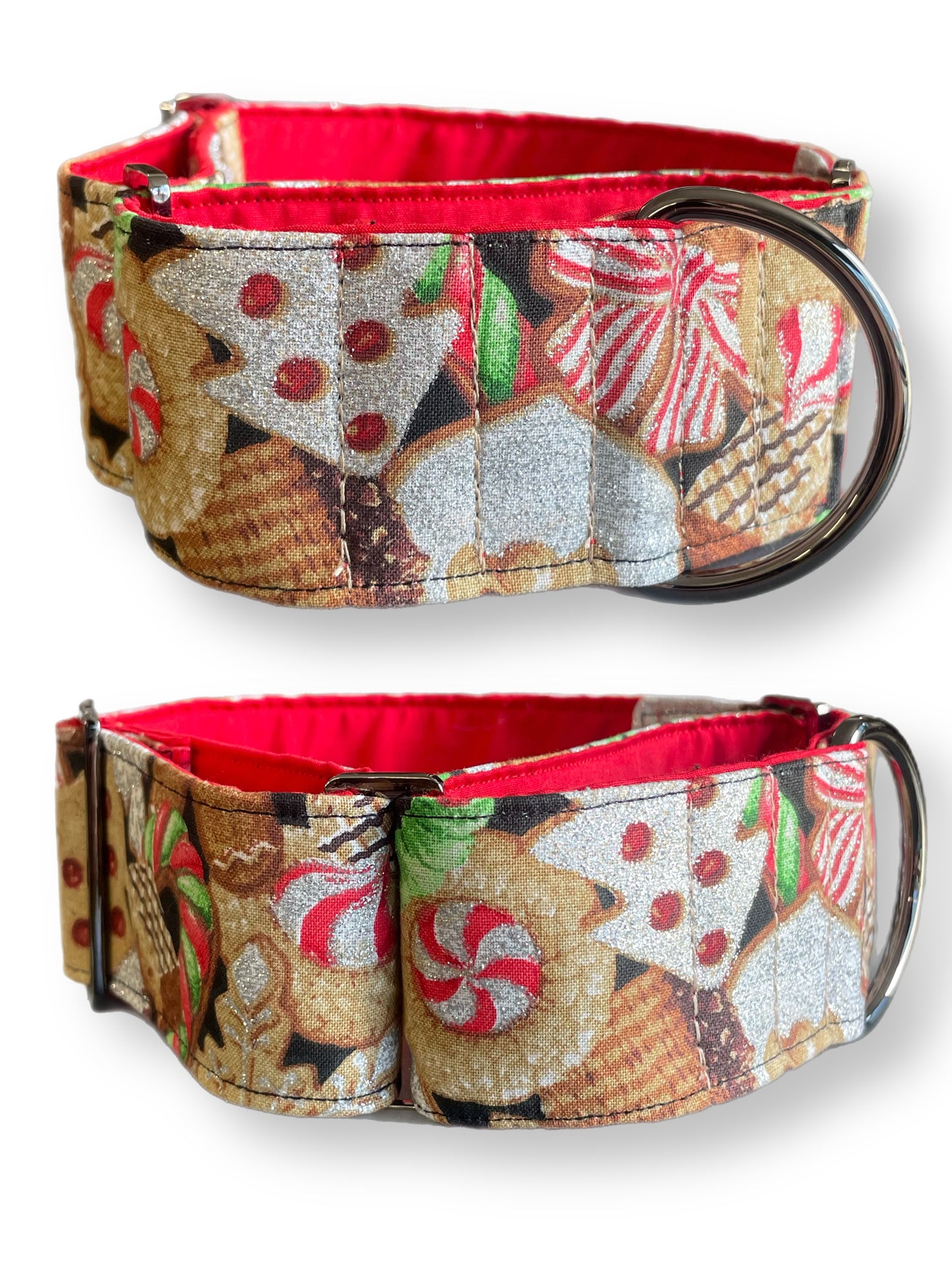 Merry making Christmas Santa Cotton covered greyhound Martingale collar 50mm width super soft