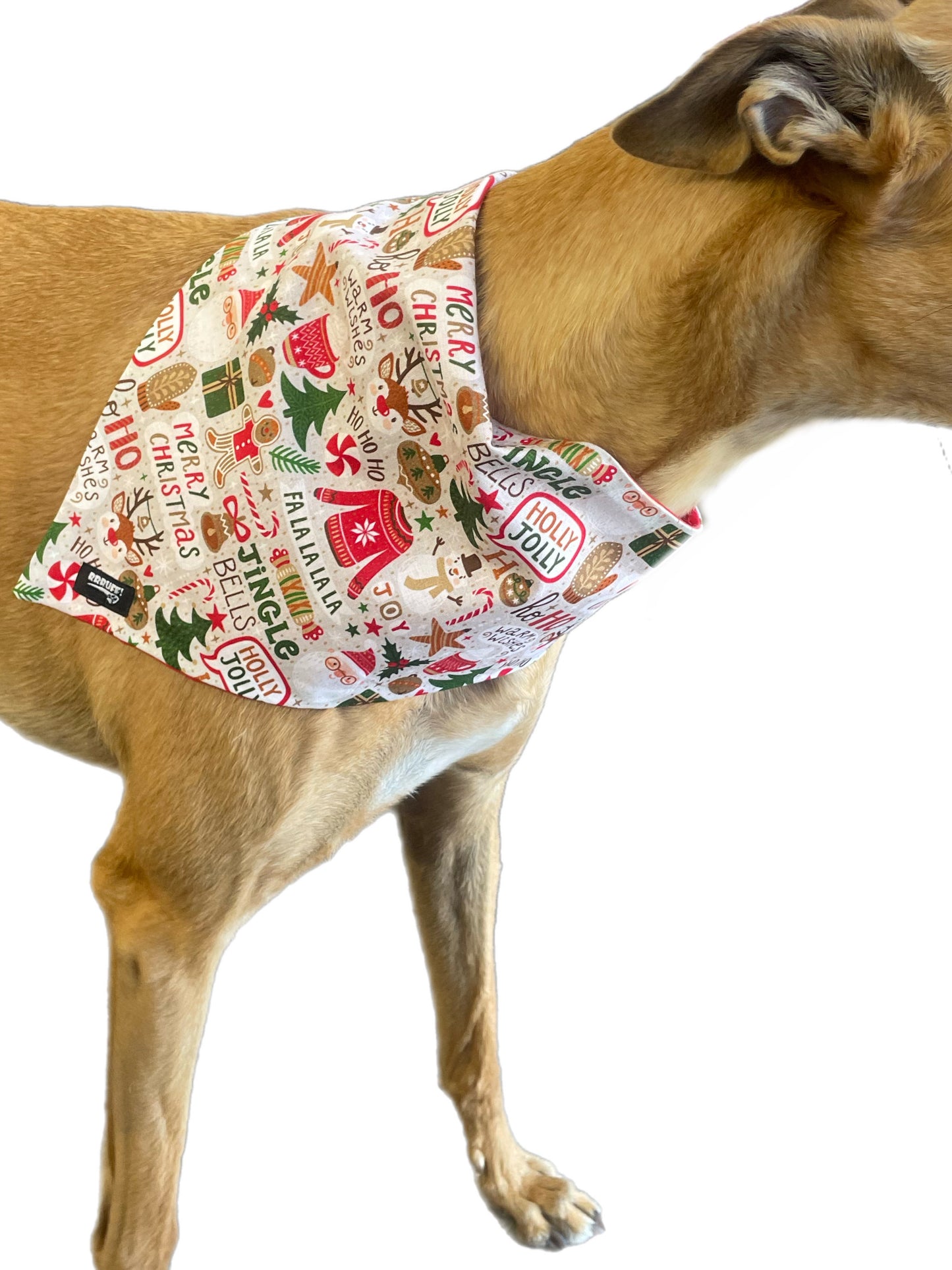 Christmas Bandana for the large dog greyhound staffy labrador double sided