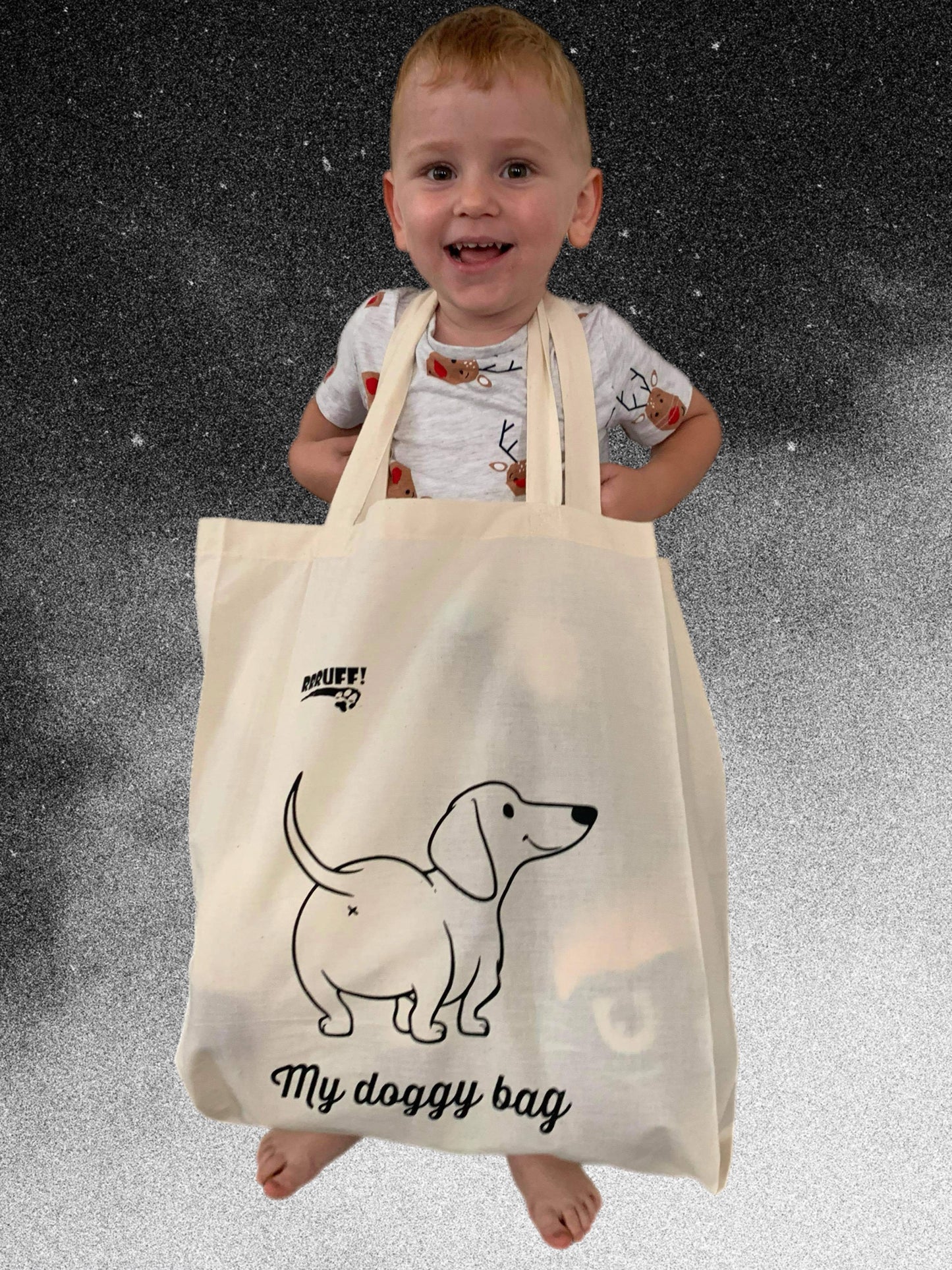 Calico tote bag book bag Christmas gift shopping bag dachshund puppy doggy