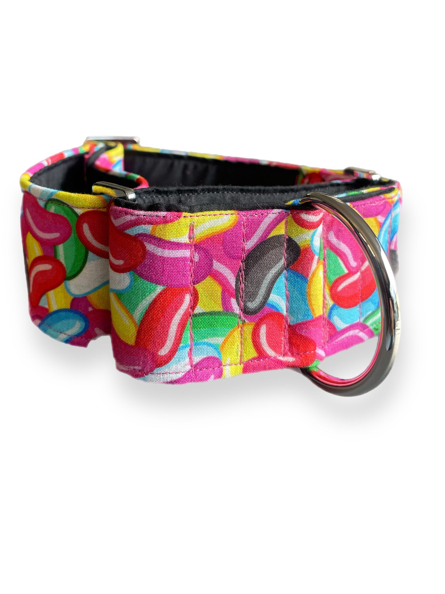 Jelly beans design in bright colors greyhound whippet wide Martingale collar cotton covered super soft