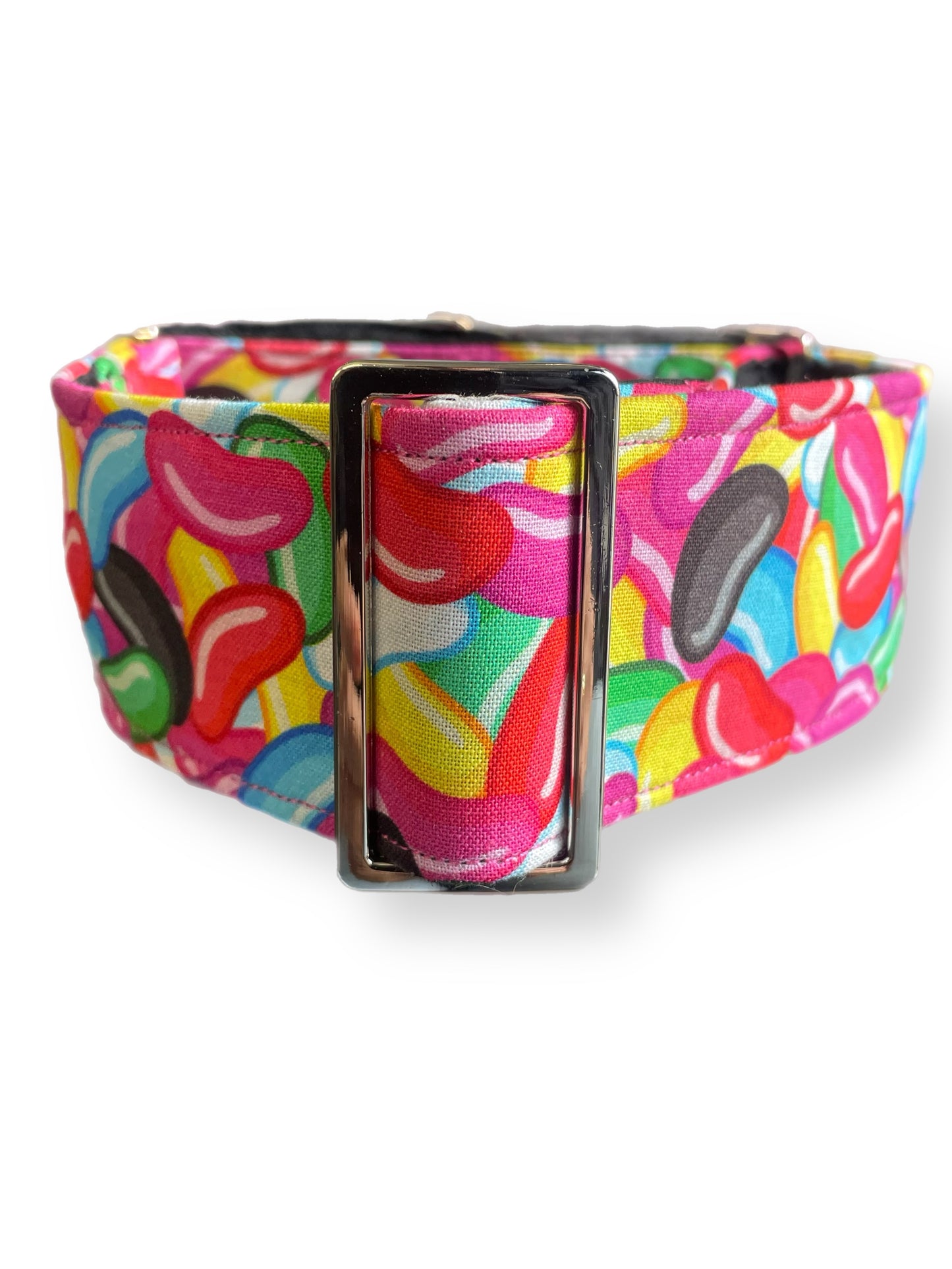 Jelly beans design in bright colors greyhound whippet wide Martingale collar cotton covered super soft