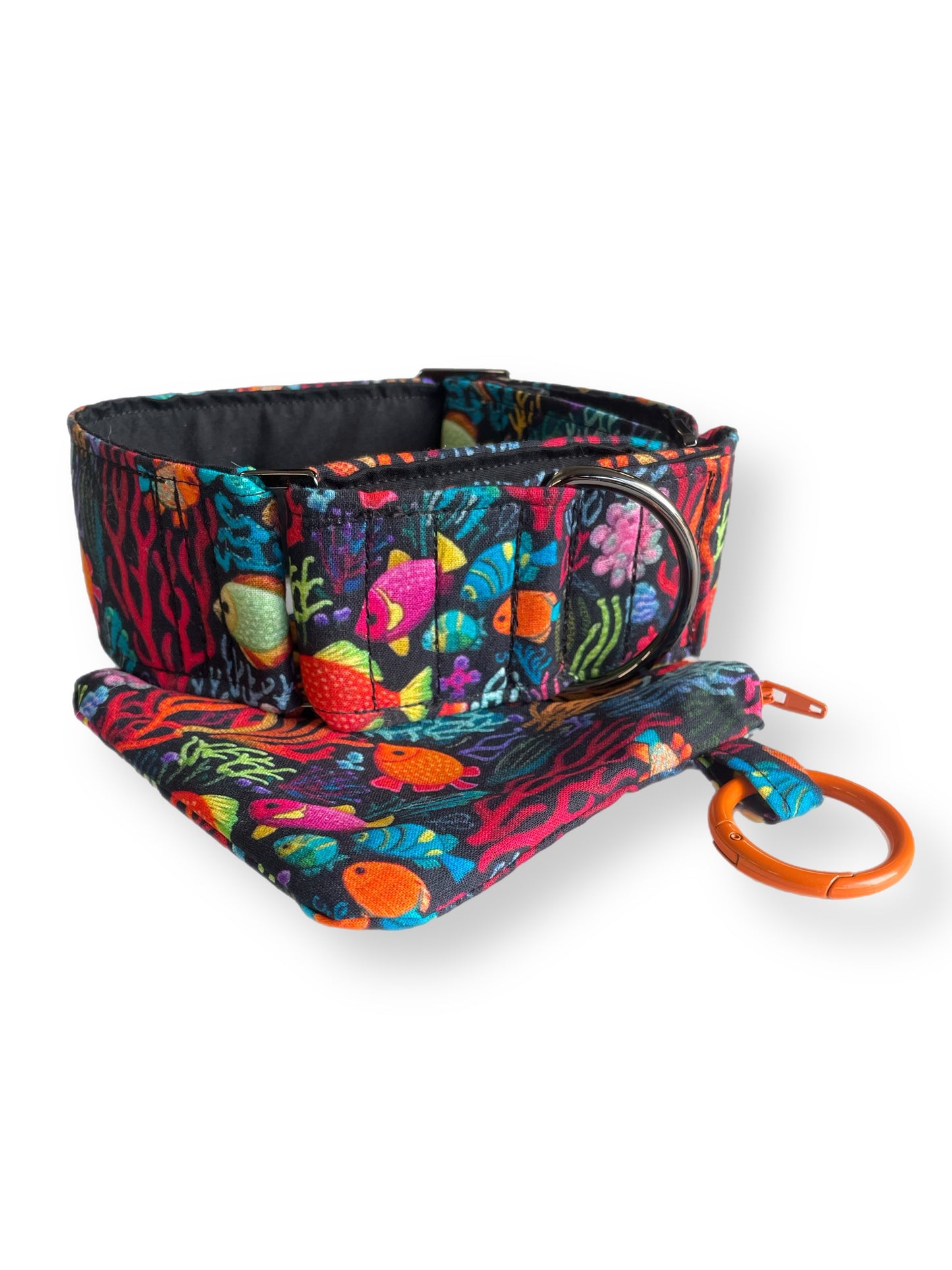 Tropical fish life Greyhound Martingale collar colorful coral cotton covered width super soft