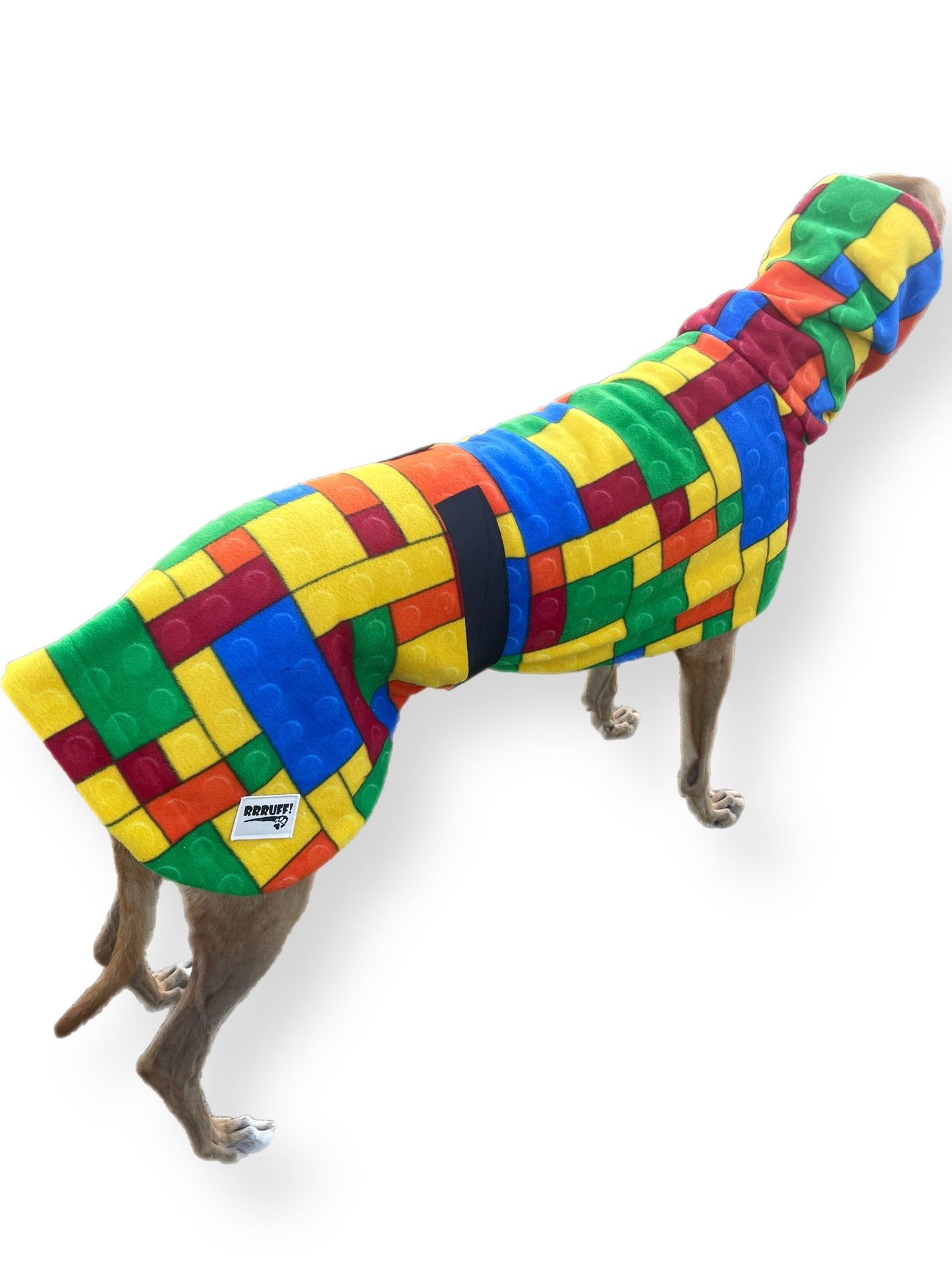 Lego inspired bright Greyhound Deluxe coat rug snuggly polar fleece washable