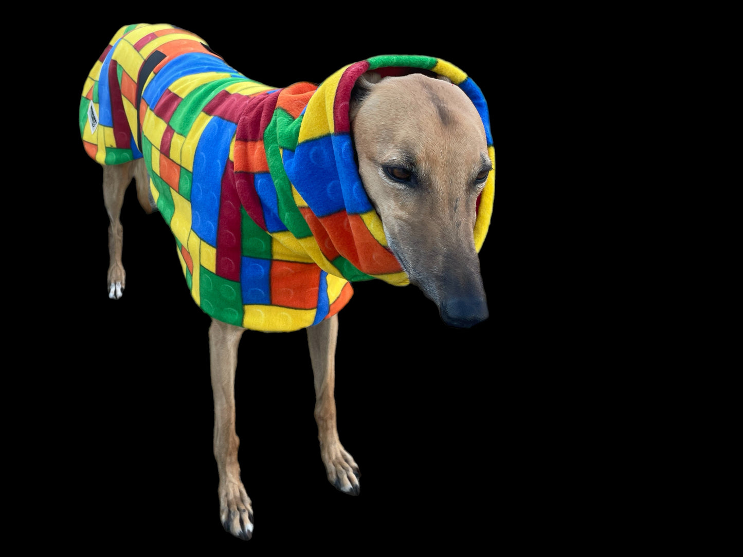 Lego inspired bright Greyhound Deluxe coat rug snuggly polar fleece washable