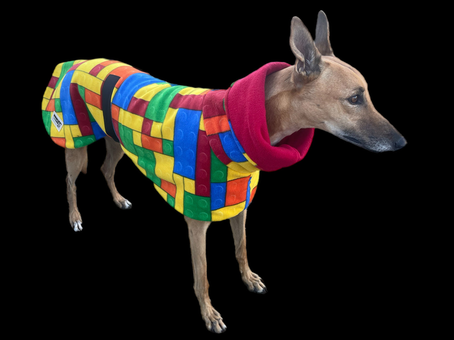 Lego inspired bright Greyhound Deluxe coat rug snuggly polar fleece washable