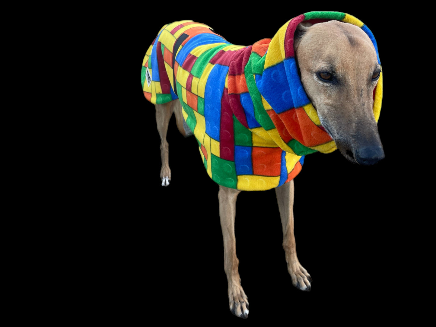 Lego inspired bright Greyhound Deluxe coat rug snuggly polar fleece washable