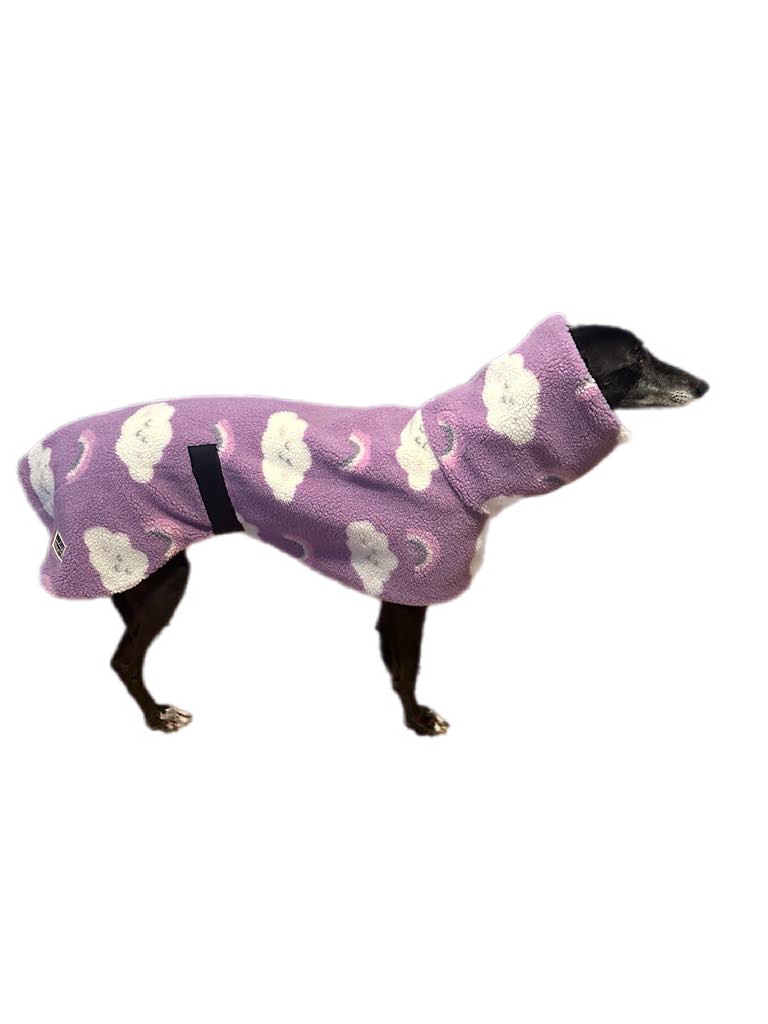 Mauve extra thick sherpa greyhound coat double polar fleece washable